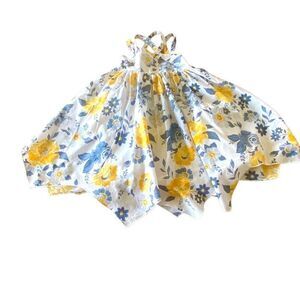 Rachel Ashwell Handkerchief  Sun Dress Blue Gray Yellow Floral Lined Toddler Siz